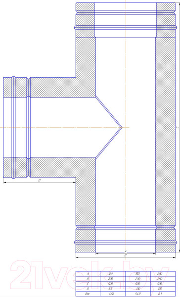 Изображение товара Тройник для дымохода КПД Сэндвич 90 ф115х200