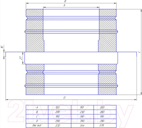Изображение товара Площадка монтажная для дымохода КПД ф120х200/120х200 (290х255)