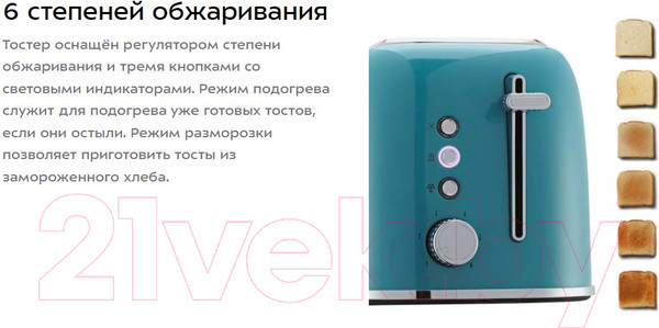 Изображение товара Тостер Kitfort KT-6218-2 (темно-бирюзовый)
