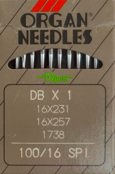 Изображение товара Набор игл для промышленной швейной машины Organ DBx1 100 SPI ORG-10 (для шелковых тканей)