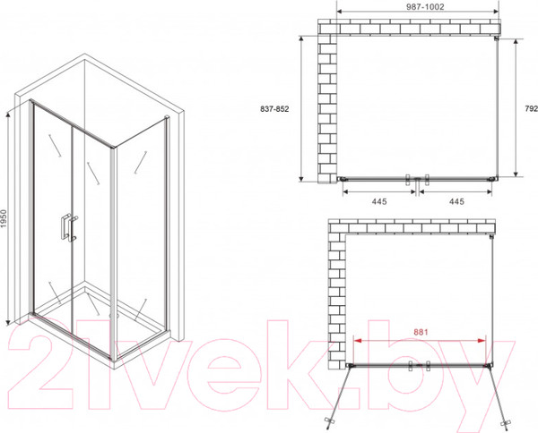Изображение товара Душевой уголок Abber Sonnenstrand AG04100BC-S85B
