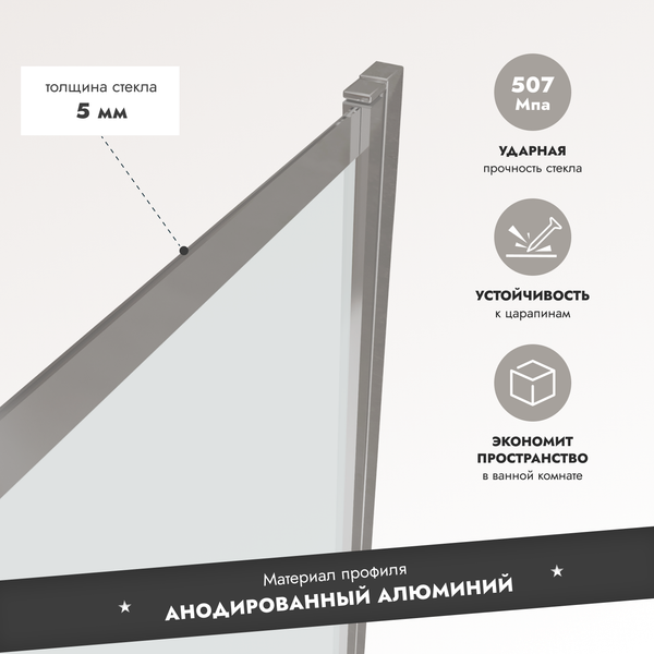 Изображение товара Стеклянная шторка для ванны Benetto BEN_801_SL_C