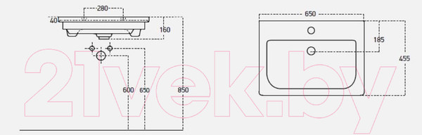Изображение товара Тумба с умывальником Гамма Н25оФ9/1-У65 Софт-13065