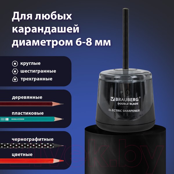Изображение товара Точилка Brauberg Double Blade Black. Электрическая / 271336