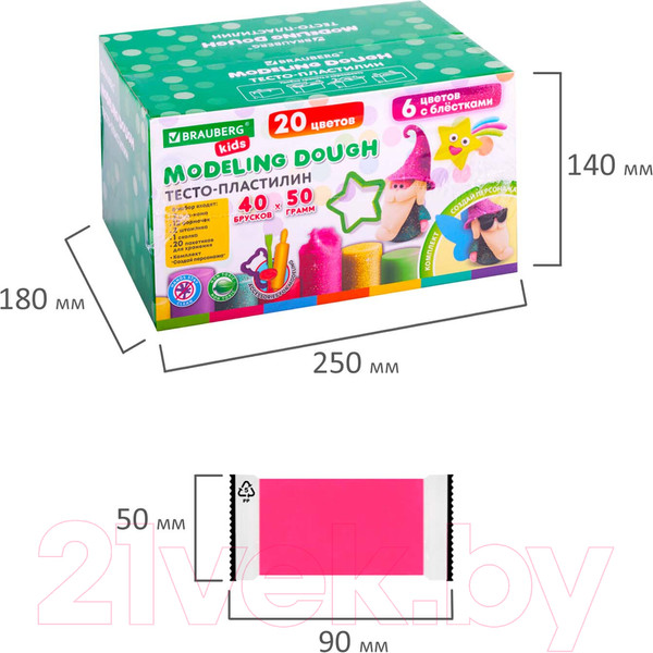 Изображение товара Пластилин Brauberg Kids / 106724 (40шт)