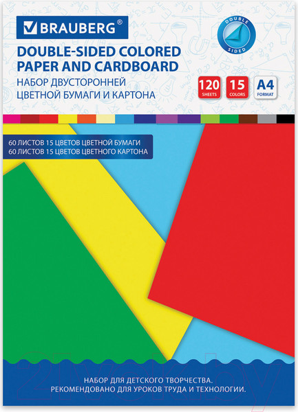 Изображение товара Набор цветной бумаги и картона Brauberg 115088
