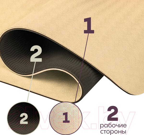 Изображение товара Коврик для йоги и фитнеса Daswerk 680030 (бежевый/черный)