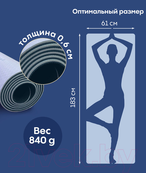 Изображение товара Коврик для йоги и фитнеса Daswerk 680033 (голубой/синий)