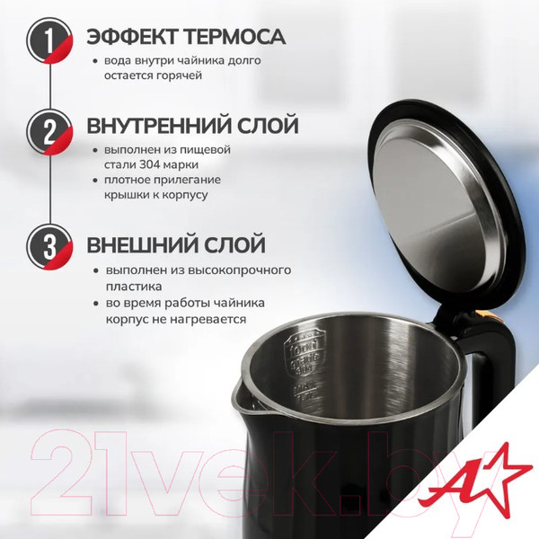 Изображение товара Электрочайник Atlanta ATH-2536 (черный)