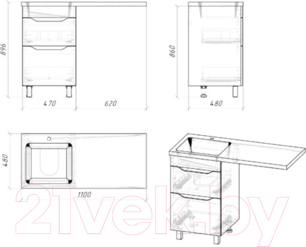 Изображение товара Тумба под умывальник Grossman Вилар 50 / 125011