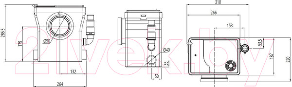Изображение товара Канализационная установка Unipump Sanivort 405 M (Compact)