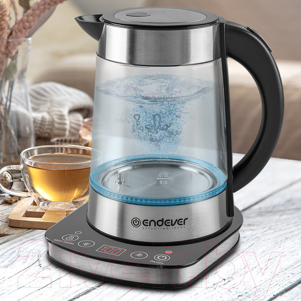 Изображение товара Электрочайник Endever Skyline KR-367G (черный/стальной)