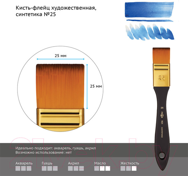 Изображение товара Кисть для рисования ГАММА Синтетика №25 / 901025 (флейц)