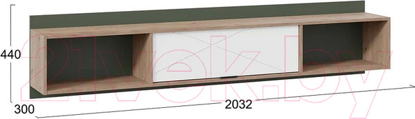 Изображение товара Шкаф навесной ТриЯ Лео ТД-410.12.21 (гикори джексон/белый матовый/дымчатый зеленый)