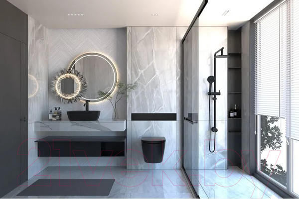 Изображение товара Унитаз подвесной с инсталляцией Abber Bequem AC1100MB-AC0105-AC0121MB (с кнопкой смыва)