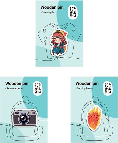 Изображение товара Набор значков Meshu Burning Heart / MS_54874 (3шт)