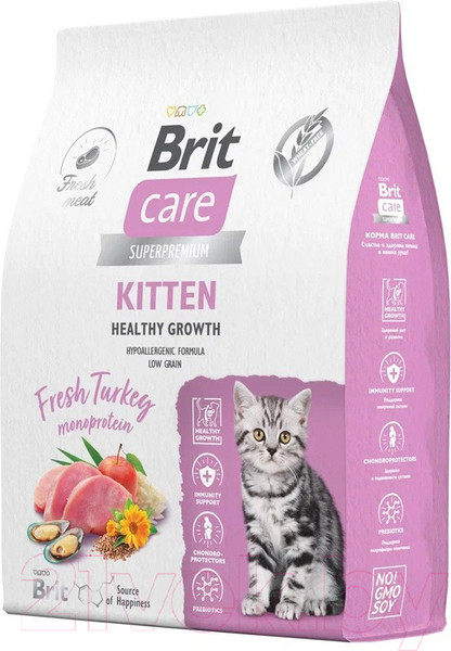 Изображение товара Сухой корм для кошек Brit Care Cat Kitten Healthy Growth с индейкой / 5066063 (7кг)