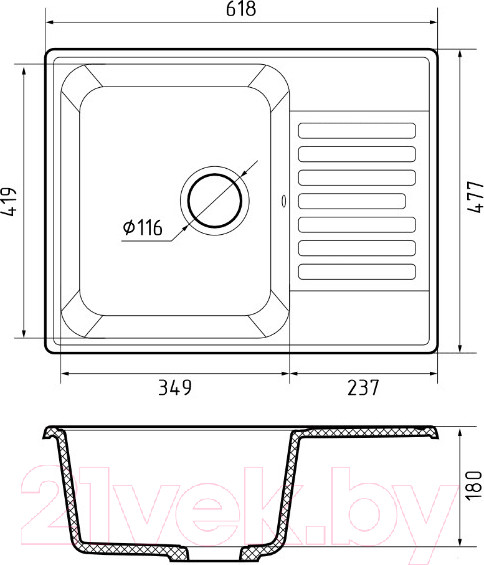 Изображение товара Мойка кухонная GranFest Quarz Z-13 (темно-серый)