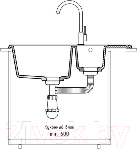 Изображение товара Мойка кухонная GranFest Quarz Z-21K (темно-серый)