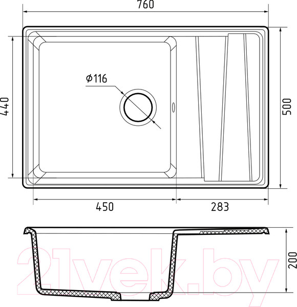 Изображение товара Мойка кухонная GranFest GF-LV-760L (терракотовый)