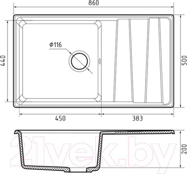 Изображение товара Мойка кухонная GranFest GF-LV-860L (терракотовый)