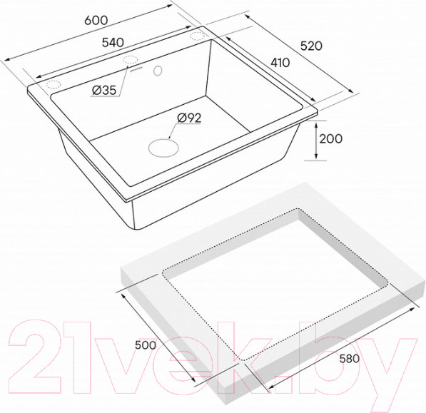 Изображение товара Мойка кухонная Paulmark PM106052-AN