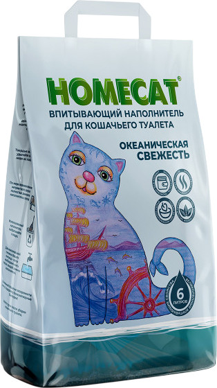 Изображение товара Наполнитель для туалета Homecat Океаническая свежесть Впитывающий / 61951 (3кг)