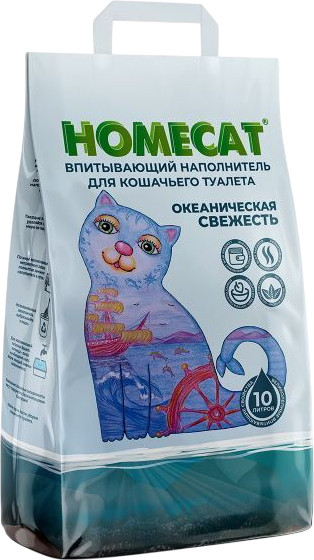 Изображение товара Наполнитель для туалета Homecat Океаническая свежесть Впитывающий / 81099 (10л/5кг)
