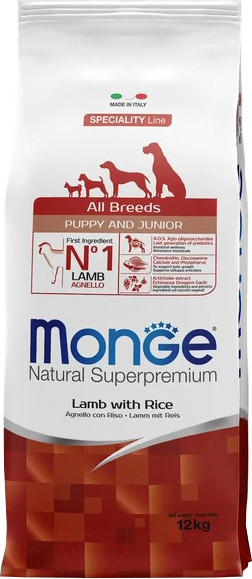 Изображение товара Сухой корм для собак Monge Speciality Line Puppy & Junior Lamb&Rice (12кг)