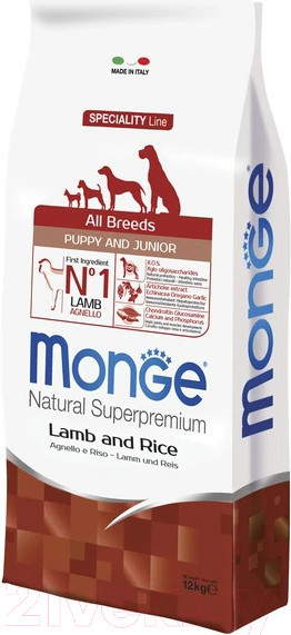 Изображение товара Сухой корм для собак Monge Speciality Line Puppy & Junior Lamb&Rice (12кг)