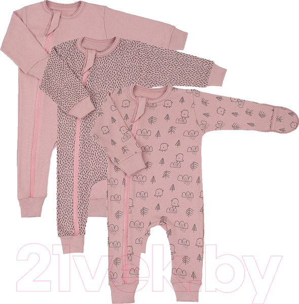 Изображение товара Набор комбинезонов для малышей MOWbaby Birds / 1282 (Rose, р.62)