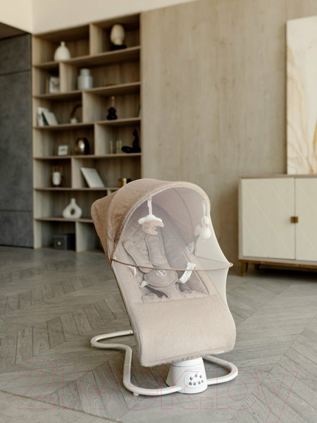 Изображение товара Детский шезлонг Amarobaby Happy Swing / AB23-22HAPPY/03 (бежевый)