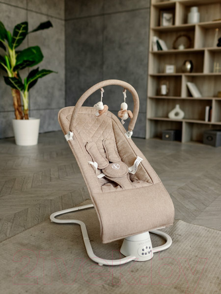 Изображение товара Детский шезлонг Amarobaby Happy Swing / AB23-22HAPPY/03 (бежевый)
