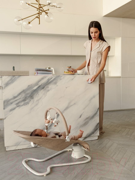 Изображение товара Детский шезлонг Amarobaby Happy Swing / AB23-22HAPPY/03 (бежевый)
