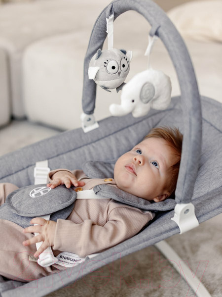 Изображение товара Детский шезлонг Amarobaby Happy Swing / AB23-22HAPPY/11 (серый)