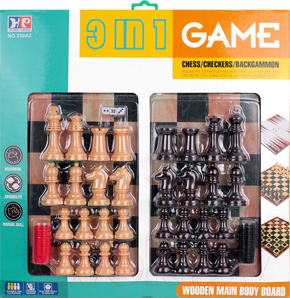 Изображение товара Набор настольных игр Darvish 3 в 1. Chess & Checkers & Backgammon / SR-T-3841