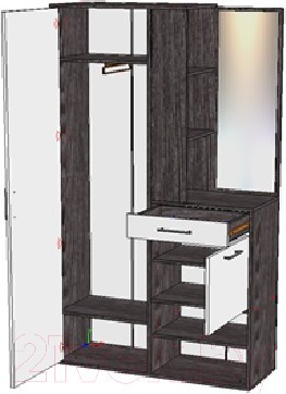 Изображение товара Секция в прихожую Премиум ПР-5 ПР (ясень анкор темный/белый текстурный)