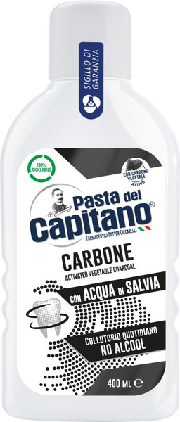 Изображение товара Ополаскиватель для полости рта Pasta del Capitano Carbone Activated Vegetable Charcoal (400мл)