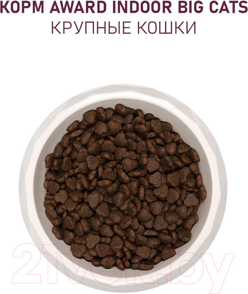 Изображение товара Сухой корм для кошек Award Indoor Big Cats с говядиной и курицей с добавлением брокколи (1.5кг)