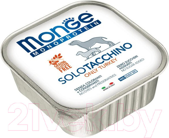 Изображение товара Влажный корм для собак Monge Monoprotein с индейкой и ламистер (150г)