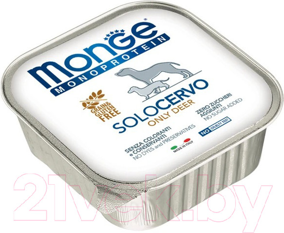 Изображение товара Влажный корм для собак Monge Monoprotein с олениной и ламистер (150г)