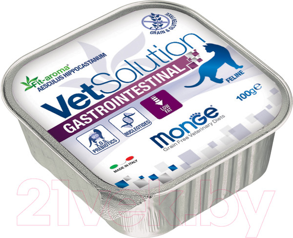 Изображение товара Влажный ветеринарный корм для кошек Monge Vet Solution Gastrointestinal (100г)