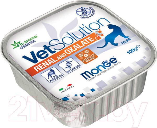 Изображение товара Влажный ветеринарный корм для кошек Monge Vet Solution Renal and Oxalate (100г)