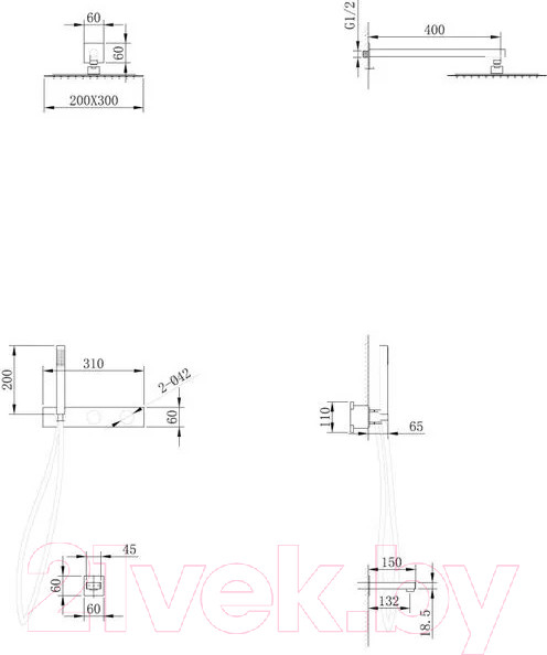Изображение товара Душевая система со смесителем Abber Rund AF8717B (черный матовый)