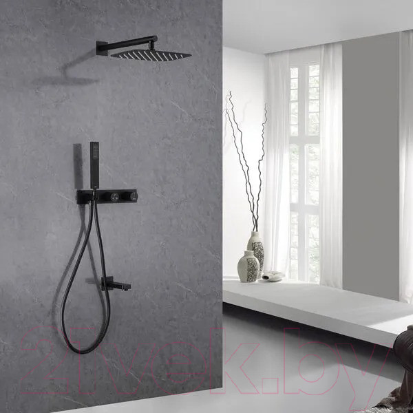 Изображение товара Душевая система со смесителем Abber Rund AF8717B (черный матовый)