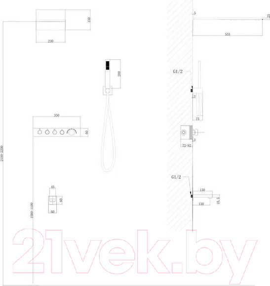 Изображение товара Душевая система со смесителем Abber Rund AF8753NG (никель)