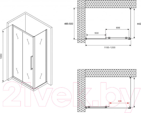 Изображение товара Душевой уголок Abber Schwarzer Diamant AG30120H-S50