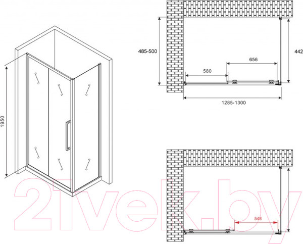 Изображение товара Душевой уголок Abber Schwarzer Diamant AG30130H-S50