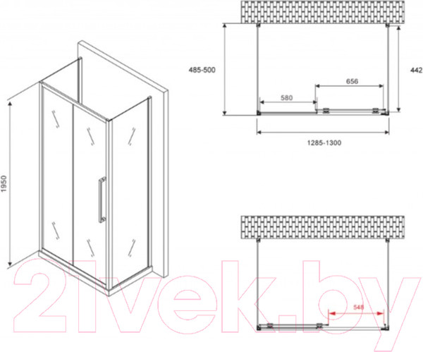 Изображение товара Душевой уголок Abber Schwarzer Diamant AG30130H-S50-S50