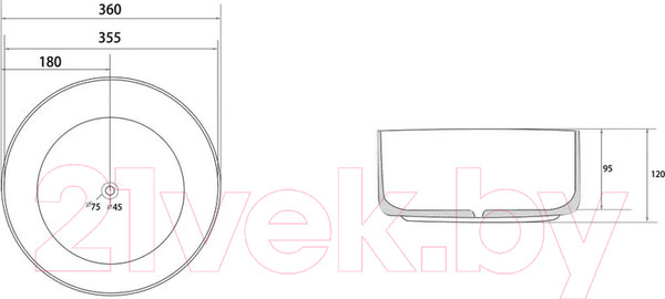 Изображение товара Умывальник Abber Bequem AC2108MC (коричневый матовый)